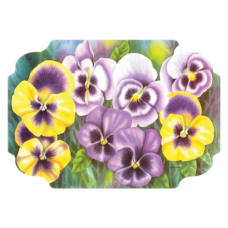 Hoffmaster 10" x 14" Die Cut Edge Pansies Paper Placemats, PK1000 310939